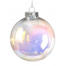 Χριστουγεννιάτικη Μπάλα Ιριδίζον Μωβ - Φουξια (8cm)